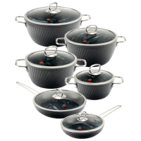 سرویس قابلمه ام جی اس 12 پارچه طرح ماینز فورج مشکی