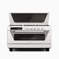 اجاق گاز تهران سبحان فر دار 666 آلفا 8 شیر با ترموکوپل شبکه چدنی سفید